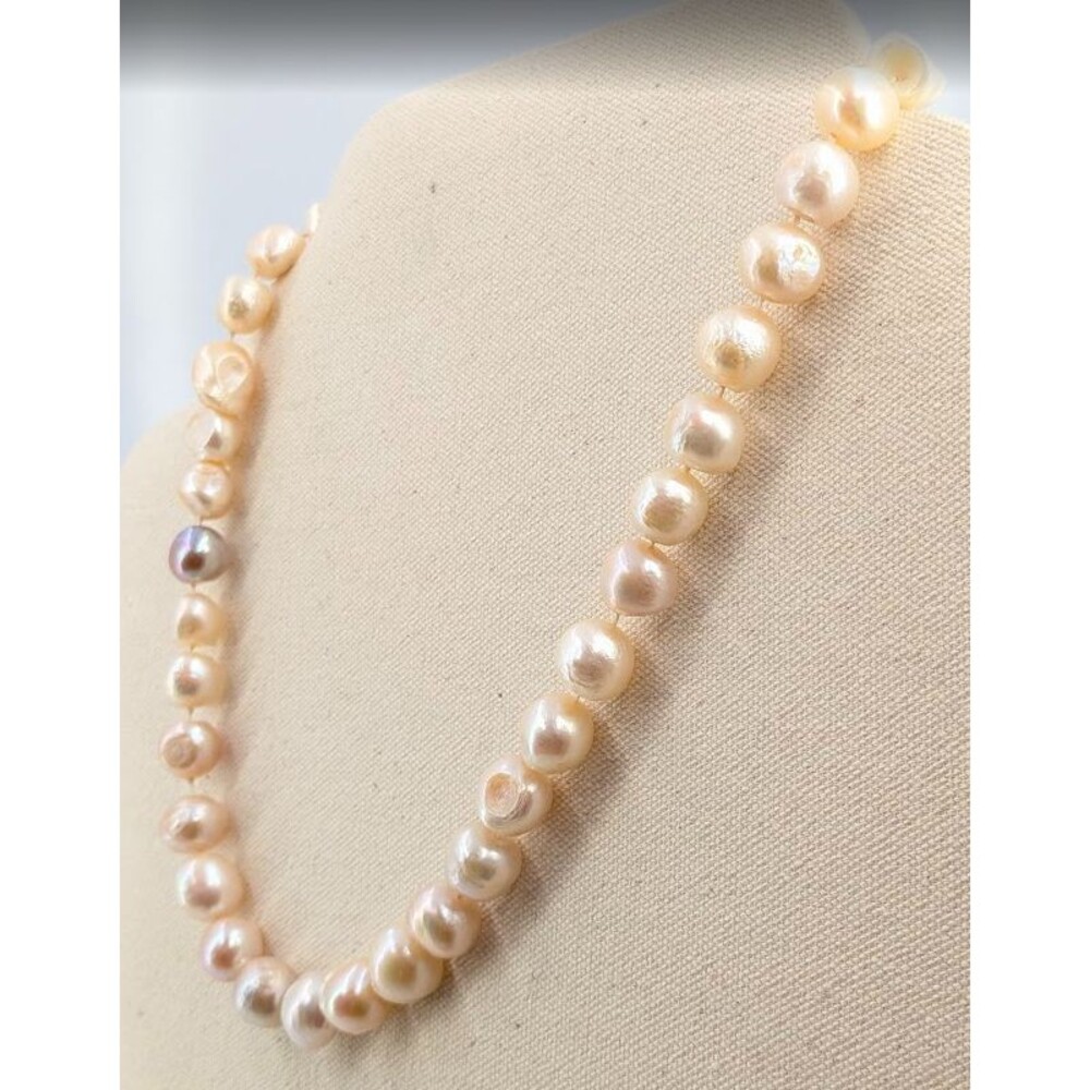 Freshwater Cultured Pearl Necklace Baroque Cream Pink Lavender Knotted 19in 79g